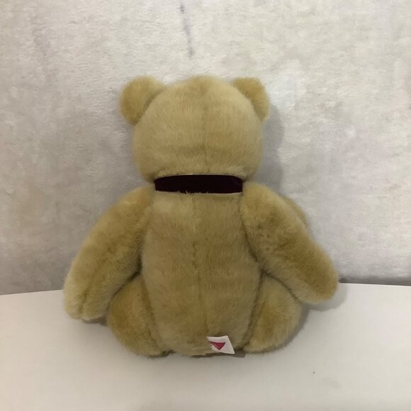 Vtg 1993 Dakin Baxter Teddy Bear Plush Burgundy Bow Heart Tag 16" Fully Jointed - Picture 3 of 6